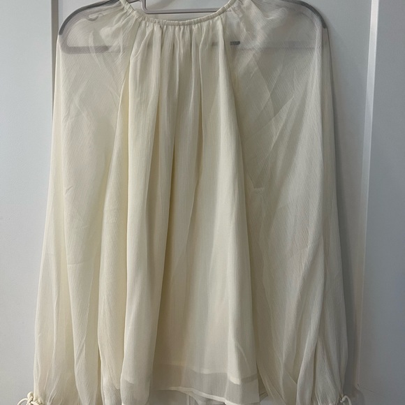 LOFT Ivory Ruffle Blouse - Picture 2 of 3